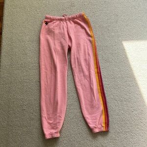 Barely worn light pink Aviator Nation sweatpants with stripe.